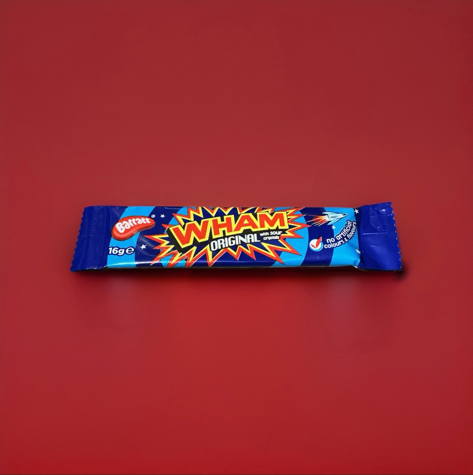 Blue and red wrapped raspberry flavoured chew bar